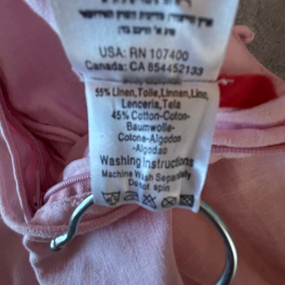 Vintage Y2K 2000's XS Midi Flare Baby Pink Lace up waist Coastal Grandmother - Picture 4 of 4